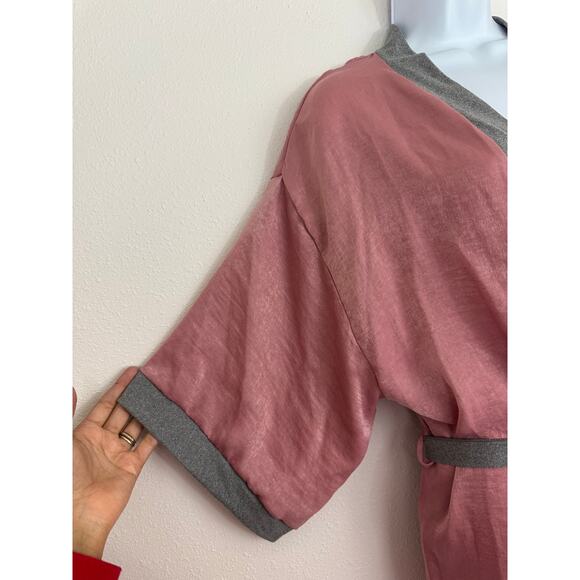 Cozy Rozy Mauve Pink Kimono Robe L NWT Lounge Wrap Made in USA - Picture 3 of 7